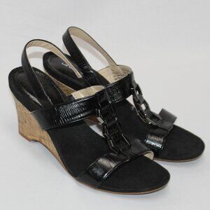 Liz Claiborne Black Wedge Heel Sandals